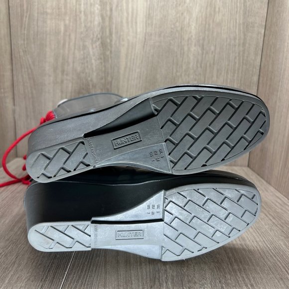 Hunter Rain Boots Womens Size 7 Verbier Tall Lace Up Detail Wedge Rubber Gray - Picture 7 of 10